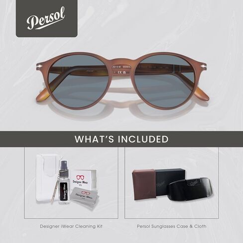 Persol PO3092SM 900656 50MM Terra Di Siena/Blue Sunglasses for Men + BUNDLE With Designer iWear Complimentary Eyewear Kit in Saudi Arabia