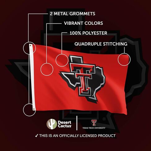 Desert Cactus Texas Tech University Flag Red Raiders Flag Banners 100% Polyester Indoor Outdoor 3x5 feet Flags (Style Y) in Saudi Arabia
