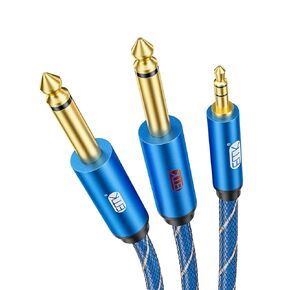 EMK Stereo 1/4-inch to Dual 1/8-inch Jack Cables Mono Stereo Y-Cable Splitter Cord for Smartphone, Computer, CD/DVD Player, Speakers and Home Systems Amplifier (3.3ft/1m)