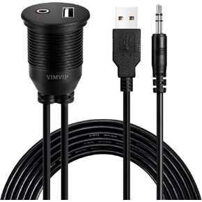VIMVIP® USB و3.5 مم AUX تمديد كابل صوت بطول 2 متر، 1/8 AUX سيارة دراجة قارب دراجة نارية الرصاص in Kuwait