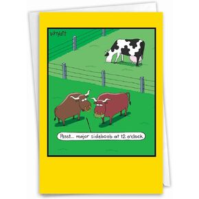NobleWorks - 1 Funny Card for Happy Birthdays - Hilarious Cartoon Notecard with Envelope, Bday Celebration (Buyer Discretion Advised) - Grandma's Trampoline C4069BDG