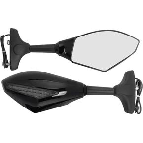Black Integrated Amber LED Turn Signal Blinker Rearview Side Mirrors Smoke Lens Arrow Accent Light For Honda CBR 600 929 954 1000 XX RR F1 F4 F4i