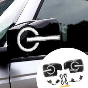 أضواء إشارة الانعطاف متوافقة مع Ford Bronco 2021 2022 2023، غطاء مرآة جانبية مع أضواء تشغيل، أضواء الانعطاف، أضواء جانبية (أسود لامع) in Kuwait