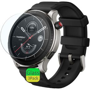 Compatible for Amazfit GTR 4 Screen protector (3 Pack) Smart Watch Tempered Glass Film