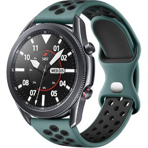 متوافق مع ساعة سامسونج 3 نطاقات 45 ملم/سوار ساعة جالاكسي 46 ملم/ساعة جير S3 فرونتير/ساعة كلاسيكية، سوار ساعة 22 ملم سريع التحرير من السيليكون المسامي للرجال، أسود/أسود، كبير in Kuwait