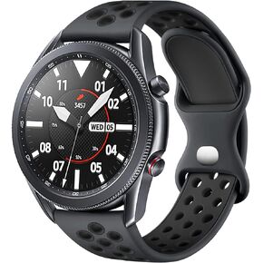 Compatible for Samsung Watch 3 Bands 45mm/Galaxy Watch Bands 46mm/Gear S3 Frontier/Classic Watch, 22mm Watch Band Quick Release Silicone Breathable Strap Wristband for Men, Black/Black,Large