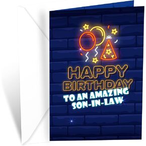 بطاقة عيد ميلاد Prime Greetings لابنه في القانون، مصنوعة في أمريكا، صديقة للبيئة، مخزون بطاقات سميك مع مظروف ممتاز 5 بوصة × 7.75 بوصة، معبأة في بريد واقٍ in Kuwait
