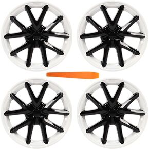 4PCS Wheel Hub Cover, 18inch Hub, Lightweight Resilient Aerodynamic Waterproof White Black Wheel Rim Cover Replacement Auto Parts for Tesla Model 3 2017‑2022