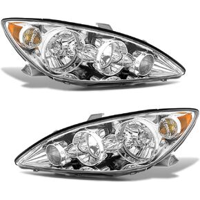 Headlight Assembly Compatible With 2005 2006 Toyota Camry 05 06 Camry Headlights with Clear Lens Black Housing Amber Reflector for Driver And Passenger Side