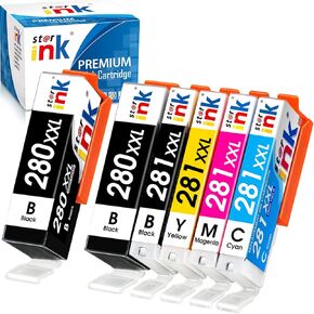 CLI-281XXL PGI-280XXL Replacement for Canon 280 281 Ink cartridges Compatible with TR8620a TR8620 TR8520 TR8600 TS6120 TS9521C Printer(2 PGBK+BK+C+M+Y), 6-Pack
