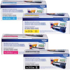 Brother TN-315 CMYK Toner Cartridge Set, Black/Cyan/Magenta/Yellow, 4-Pack (BND00035)