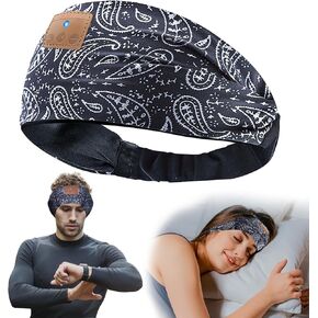 4 in1 Sleeping Bluetooth Headphones, Sport Headband and Sleep Mask with Ultra-Thin Speakers for Side Sleepers- Sports Headband, and Bluetooth Headphones for Women (Dark Blue)