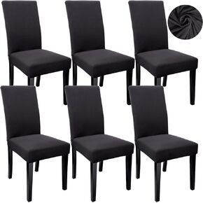 6Pack Dining Room Chair Covers,Stretch Chair Cover,Washable Removable Dining Chair Covers,Parsons Chair Slipcover for Dining Room Home Hotel Kitchen Party Banquet(Black)