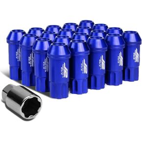 J2 Engineering 20Pcs M12 x 1.25 7075-T6 Aluminum 50mm Open-End Lug Nut w/Socket Key (Black)