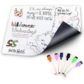 ديكي سبورة بيضاء مغناطيسية قابلة للمسح الجاف 17x11. + 6 قلم ممحاة جاف مع ممحاة للأدوات المكتبية للتقويم المنزلي للمدرسة. لوحة بيضاء للحوائط الجافة والثلاجة والثلاجة وألواح بيضاء صغيرة/كبيرة للثلاجة in Kuwait