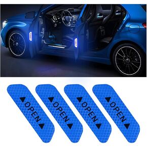 4PCS Car Door Open Warning Reflective Stickers, Night Visibility, Universal Auto Safety Prompt Decals Mark Tape, Car Accessories, Anti-Collision Protective Strip for Truck, SUV, Van (Red)