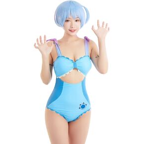 haikyuu Women Anime One Piece Swimsuit Set Kawaii Bathing Suit Maid Swimwear Bow Tie Bowknot Ruffle