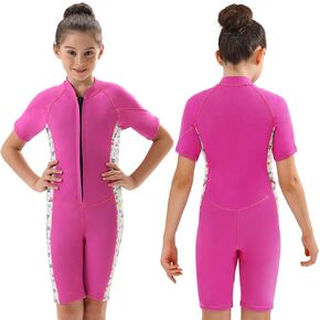 Kids Wetsuit Boys Girls Toddler Youth, 3mm Neoprene Shorty Childrens Wet Suit Front Zipper Full Body Thermal Swimsuits in Cold Water Warmth for Swimming Diving Surfing