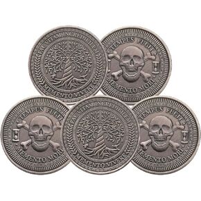 5 Pcs Memento Mori Coin Skull and Tree Pattern Memento Vivere Coin Embossed Coins for Reminder Decision Maker Halloween Gifts(Skeleton)