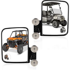 Universal Magnetic Tractor Mirrors Golf Cart Mirrors Side View No-Drilling Magnetic Mirror Compatible with John Deere Tractor Accessories Kubota Yamaha EZGO Mowers with Blind Spot Mirror