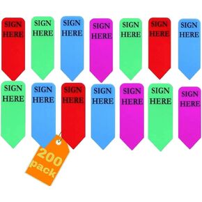 1InTheOffice Sign Here Flags, Assorted Colors, 0.56", 240 Pack