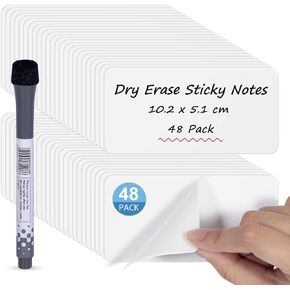 Dry Erase Stickers, 6" X 6", 12-Pack Reusable Dry Erase Notes, Post Reminders, Labels, Lists and Decals