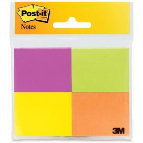 Post-it Notes, 1 3/8" x 1 7/8", Electric Glow Collection, 4 Pads/Pack