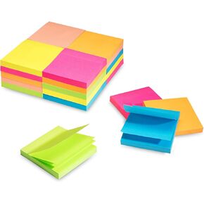Sticky Notes, 3x3" Inch, 24 Pads 100 Sheets Per Pad | Bright Vibrant Colored Blank Self-Stick Notes | Perfect for Reminders, Everyday to-do-Lists, Shopping Lists, Recipes for Home Office School