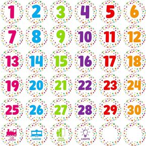 PETCEE 36PCS Number Spot Markers Stickers Watercolor Line up Spots for Classroom Confetti Floor Number Stickers Classroom Line up Spots Dots Floor Decals for Back to School Kindergarten Preschool