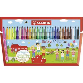 STABILO Fibre-Tip Pen with Triangular Grip Zone Trio A-Z - Pack of 24 - Assorted Colours including 4 Neon Colours