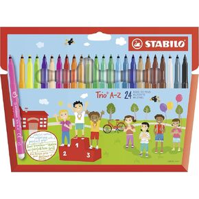STABILO Fibre-Tip Pen with Triangular Grip Zone Trio A-Z - Pack of 24 - Assorted Colours including 4 Neon Colours in Kuwait