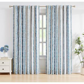 Linen Full Blackout Curtains Grey for Bedroom 84 inches Length Energy Saving Burlap Texture Window Curtains for Living Room White/Black Chevron Room Darkening Drapes 50" w x 2 Panels, Grommet Top