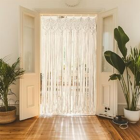 Boho Macrame Curtain for Window Doorway Handmade Large Long Macrame Wall Hanging for Living Room Bedroom Bohemian Home Wedding Backdrop Decor, 1 Panel 79" L x 35" W