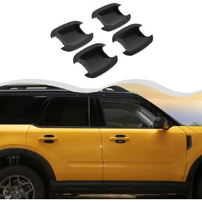 لسيارة Ford Bronco Sport 2021 2022 + غطاء وعاء بمقبض خارجي لباب السيارة واقي من الخدوش لسيارة Ford Bronco Sport 2021 2022 2023 2024 ملحقات داخلية (ABS، 4 قطع/مجموعة) (أسود)