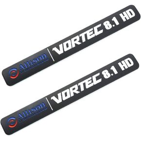 2 حزمة أليسون ناقل الحركة 8.1 Hd 8.1L Vortec Emblem Sticke شارات بديلة لشاحنة 2500Hd 3500Hd Gmc Silverado Sierra Truck (كروم/أسود)