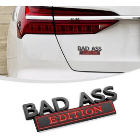 UGSHY Pack-1 3D Fender Badge Decal Car Sticker, Car Bad Ass Edition Emblem, Auto Accessories for Tailgate Front Grille Hood Trunk, Fit for SUV, Truck, Car (Black & Red)