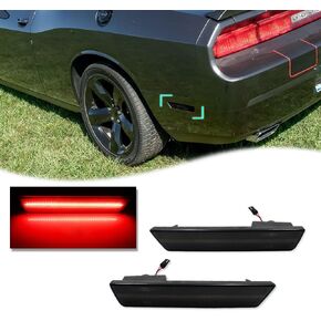 GTINTHEBOX 2PCS Clear Lens Red LED Rear Bumper Side Marker Lights Lamps Replacement Kit For 2008-2014 Dodge Challenger & 2011-2014 Dodge Charger