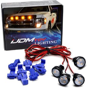 iJDMTOY 4pc Set Custom Retrofit Amber Yellow Front Grille Mesh Mount LED Lighting Kit Compatible with Trucks SUVs