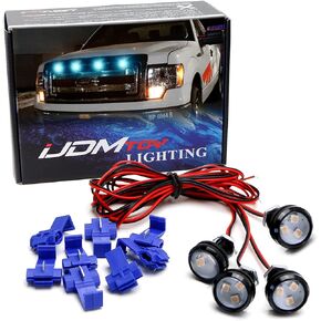 iJDMTOY 4pc Set Custom Retrofit Amber Yellow Front Grille Mesh Mount LED Lighting Kit Compatible with Trucks SUVs