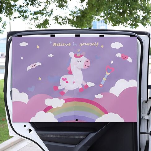 Car Sun Shade for Baby - EOHMAK Car Side Window Sun Shade Cover Upgrade Double Opening Car Interior Curtain Sun Blocker Blind (Unicorn, 1 Pack) in Saudi Arabia