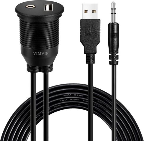 VIMVIP® USB و3.5 مم AUX تمديد كابل صوت بطول 2 متر، 1/8 AUX سيارة دراجة قارب دراجة نارية الرصاص in Kuwait