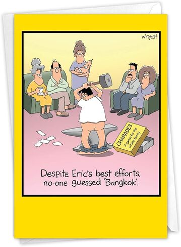 NobleWorks - 1 Funny Card for Happy Birthdays - Hilarious Cartoon Notecard with Envelope, Bday Celebration (Buyer Discretion Advised) - Grandma's Trampoline C4069BDG in Saudi Arabia