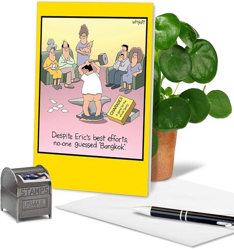 NobleWorks - 1 Funny Card for Happy Birthdays - Hilarious Cartoon Notecard with Envelope, Bday Celebration (Buyer Discretion Advised) - Grandma's Trampoline C4069BDG in Saudi Arabia