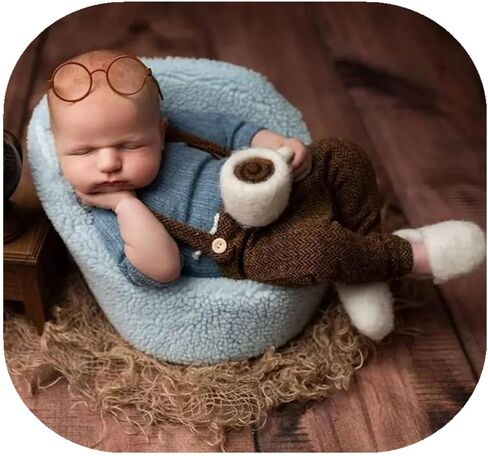 Coberllus ملابس تصوير لحديثي الولادة صبي رومبير قميص نظارات الطفل التقطت الصور الدعائم الوليد صور صورة مجموعة خمر 3 قطعة in Kuwait