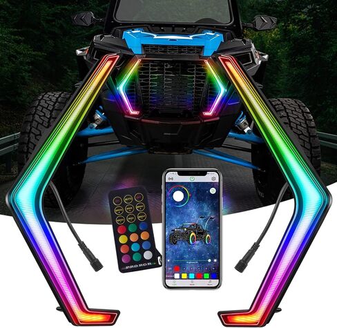 LED Front Turn Fang Signal Light Chasing with IR/APP, Front Signature Accent Running Headlight Assembly Plug&Play Fit for Polaris RZR XP Turbo S 4 Turbo XP 1000 XP 4 XP4 Turbo S 2018 -22 in Saudi Arabia