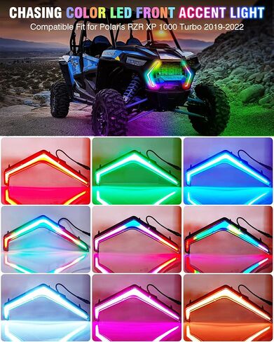 LED Front Turn Fang Signal Light Chasing with IR/APP, Front Signature Accent Running Headlight Assembly Plug&Play Fit for Polaris RZR XP Turbo S 4 Turbo XP 1000 XP 4 XP4 Turbo S 2018 -22 in Saudi Arabia