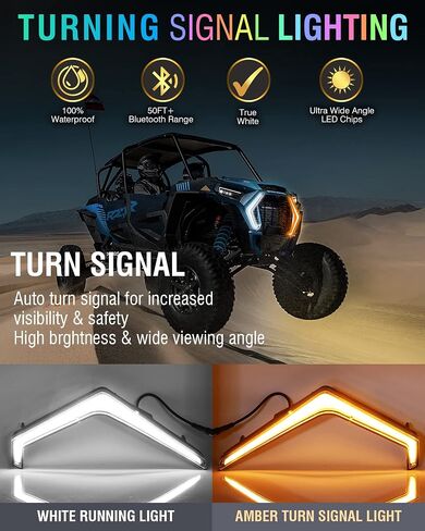 LED Front Turn Fang Signal Light Chasing with IR/APP, Front Signature Accent Running Headlight Assembly Plug&Play Fit for Polaris RZR XP Turbo S 4 Turbo XP 1000 XP 4 XP4 Turbo S 2018 -22 in Saudi Arabia