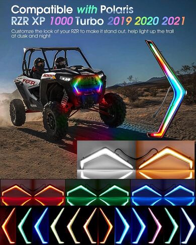 LED Front Turn Fang Signal Light Chasing with IR/APP, Front Signature Accent Running Headlight Assembly Plug&Play Fit for Polaris RZR XP Turbo S 4 Turbo XP 1000 XP 4 XP4 Turbo S 2018 -22 in Saudi Arabia