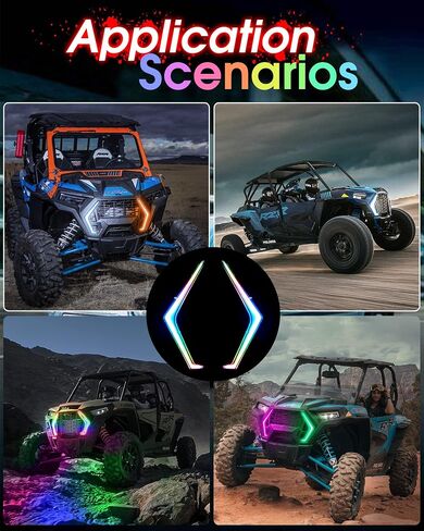 LED Front Turn Fang Signal Light Chasing with IR/APP, Front Signature Accent Running Headlight Assembly Plug&Play Fit for Polaris RZR XP Turbo S 4 Turbo XP 1000 XP 4 XP4 Turbo S 2018 -22 in Saudi Arabia