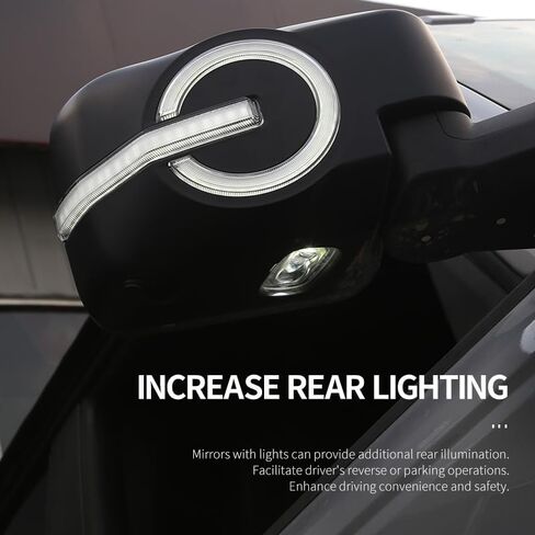 أضواء إشارة الانعطاف متوافقة مع Ford Bronco 2021 2022 2023، غطاء مرآة جانبية مع أضواء تشغيل، أضواء الانعطاف، أضواء جانبية (أسود لامع) in Kuwait